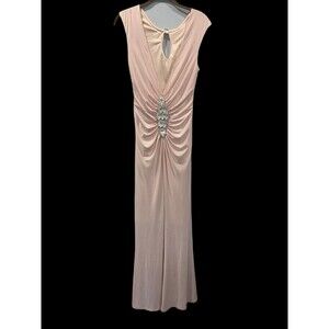 Valentine Marina Blush Formal Gown Sz 6 Ruched Crystal Embellished Evening Dress